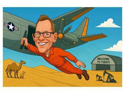 Airplane birthday caricature