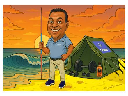 Camping birthday caricature