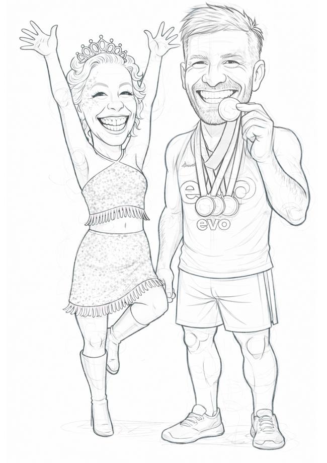 Medal winner caricature draft