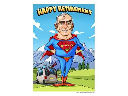 Superman skier caricature gift