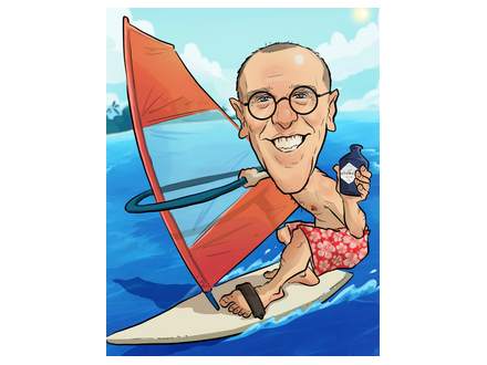 Windsurf birthday caricature